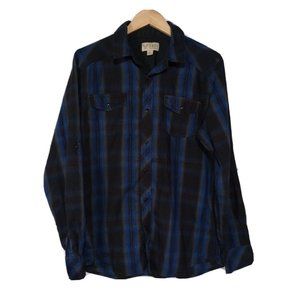 1897 Roaming America Long Sleeve Button Up Shirt Size Medium Black Blue